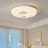 Remote White Cloud Flush Mount Round Ceiling Fan Light Image - 16