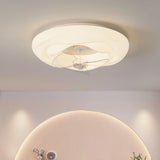 Remote White Cloud Flush Mount Round Ceiling Fan Light Image - 4