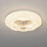 Remote White Cloud Flush Mount Round Ceiling Fan Light Image - 9