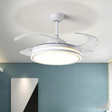 Remote White Retractable Blade Ceiling Fan with Light Image - 14