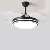 Remote White Retractable Blade Ceiling Fan with Light Image - 7