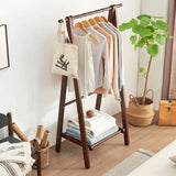 Removable A-Frame Shelves Cherry Wood Storage Coat Rack Image - 1