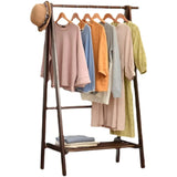 Removable A-Frame Shelves Cherry Wood Storage Coat Rack Image - 8