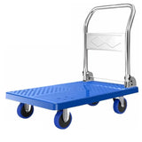 Removable Blue Handle Black Rubber Wheel Utility Cart Image - 1