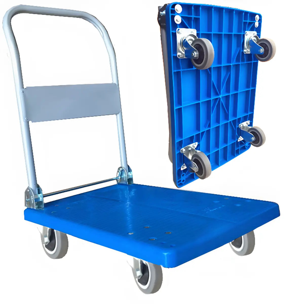 Removable Blue Handle Black Rubber Wheel Utility Cart Image - 10