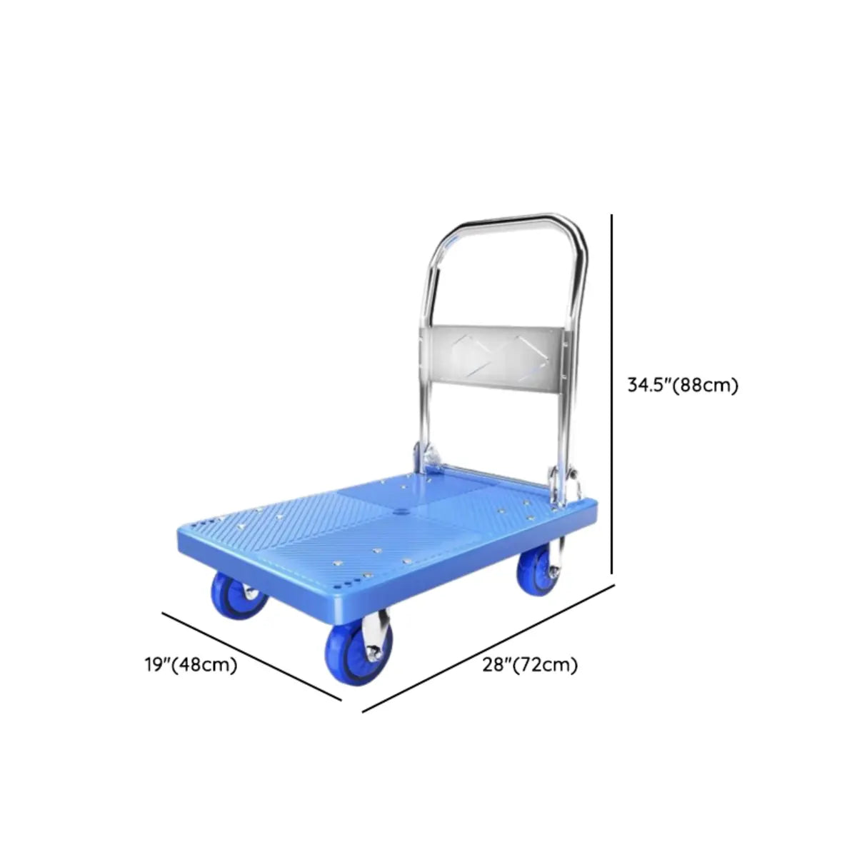 Removable Blue Handle Black Rubber Wheel Utility Cart 