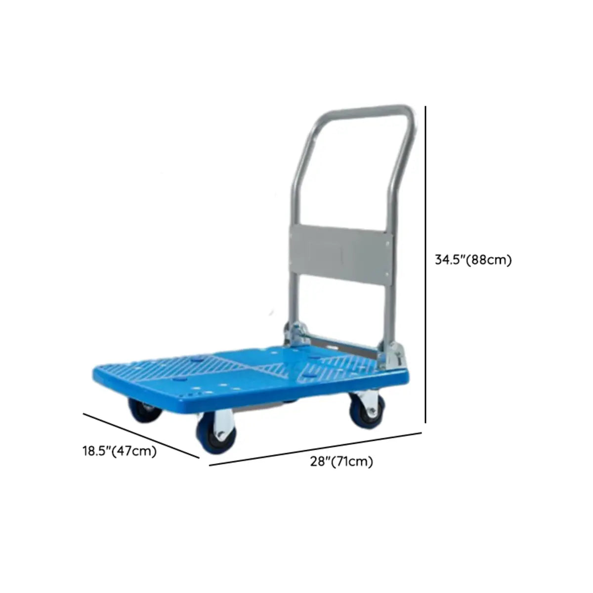 Removable Blue Handle Black Rubber Wheel Utility Cart Image - 14