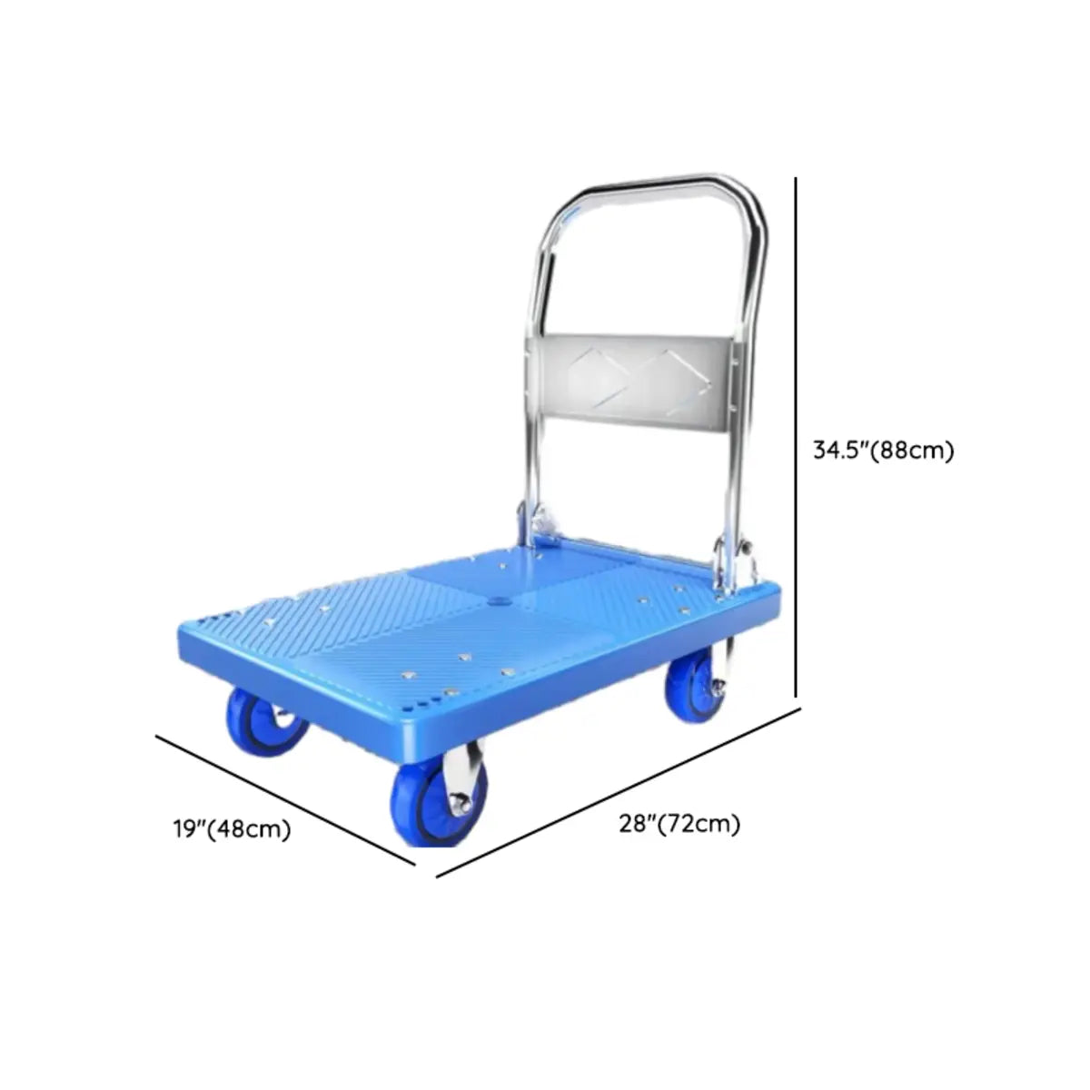 Removable Blue Handle Black Rubber Wheel Utility Cart Image - 15