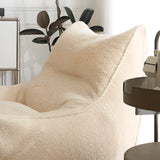 Removable Cover Beige Large Sherpa Lounge Bean Bag Image - 12