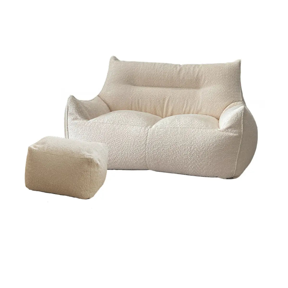 Removable Cover Beige Large Sherpa Lounge Bean Bag Image - 15