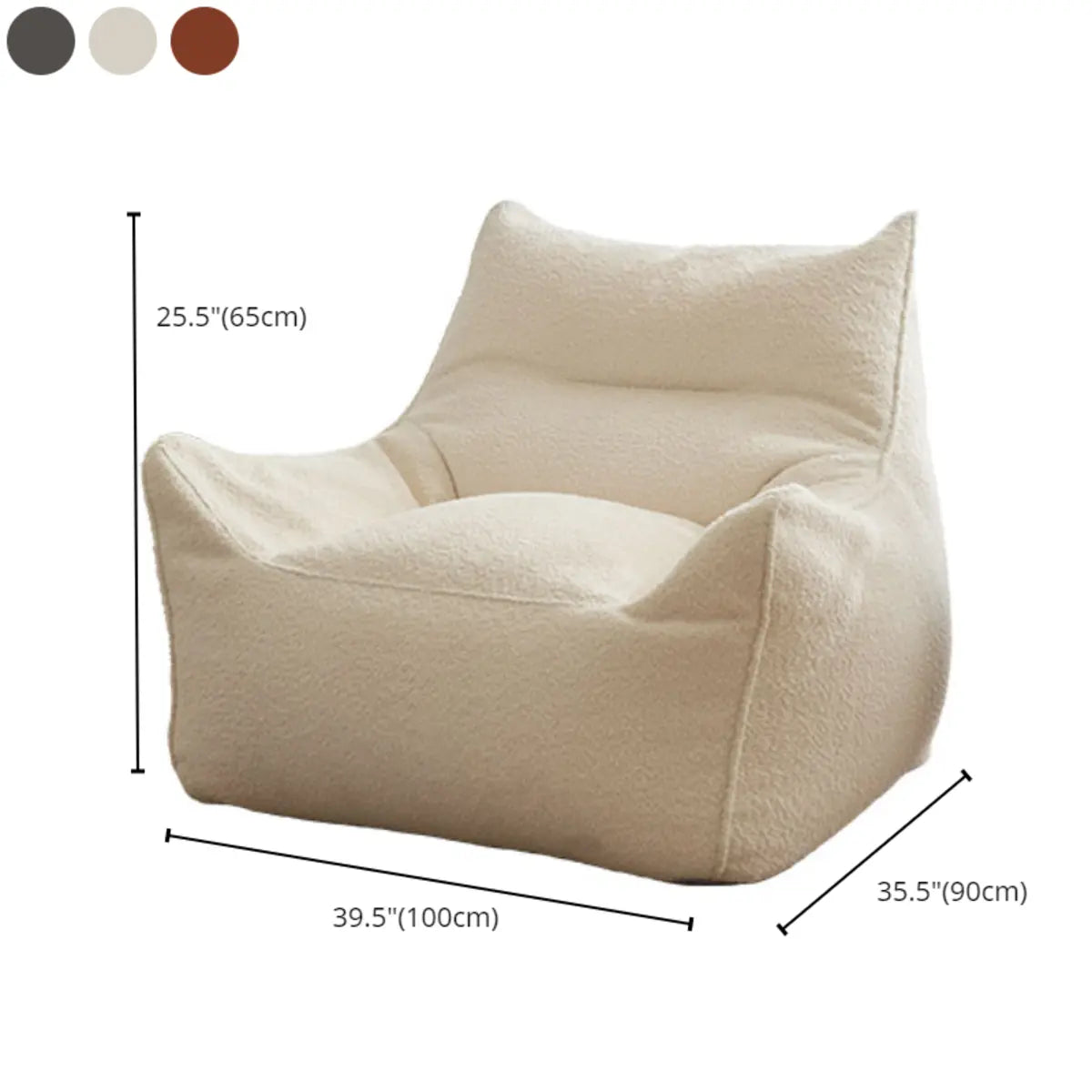 Removable Cover Beige Large Sherpa Lounge Bean Bag 