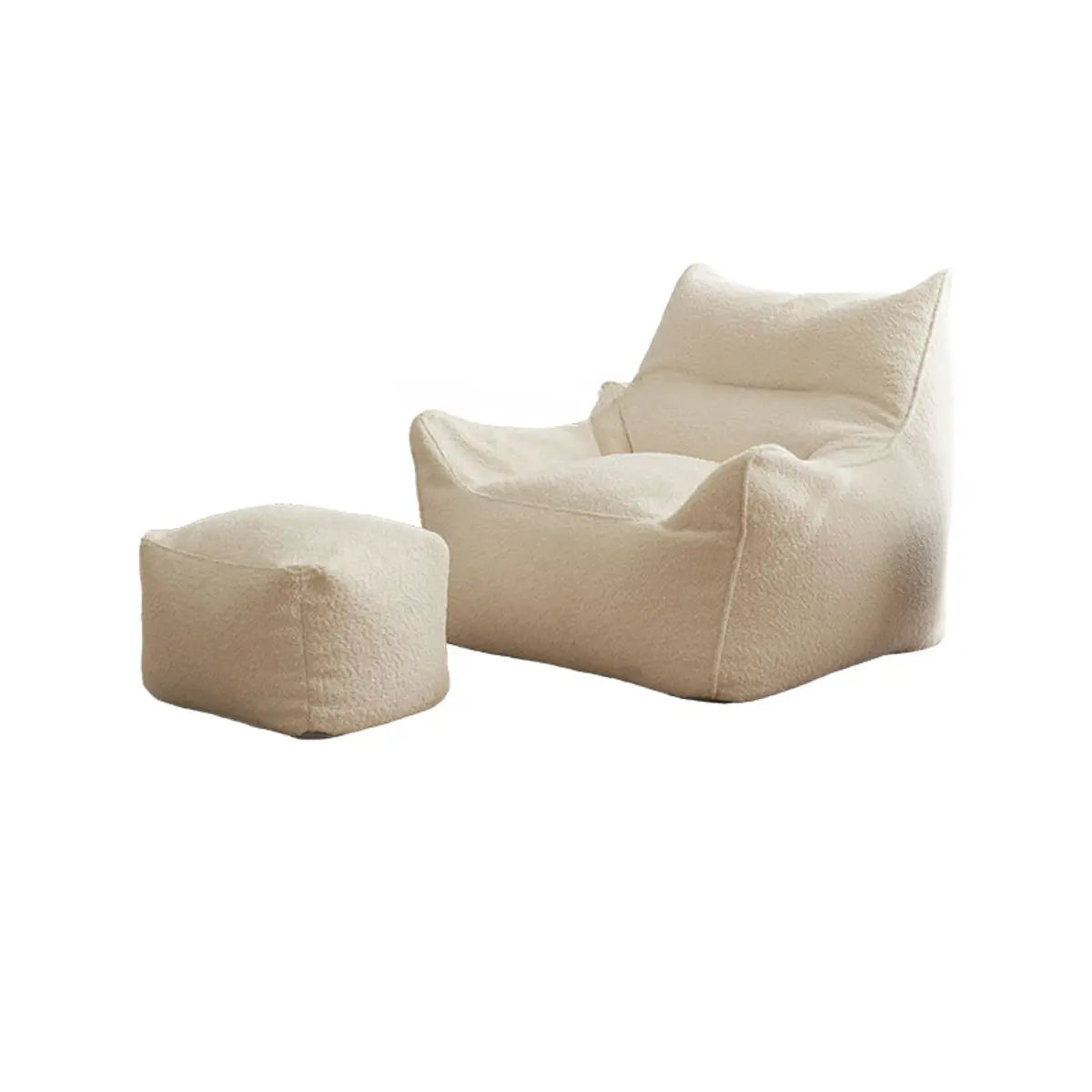 Removable Cover Beige Large Sherpa Lounge Bean Bag Image - 3