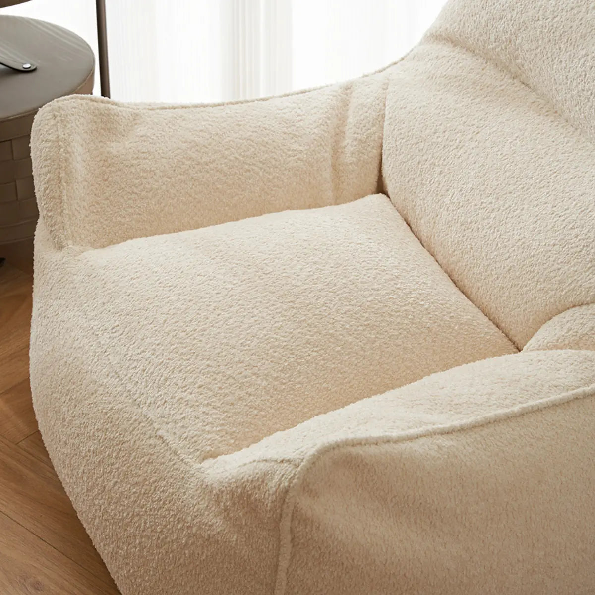 Removable Cover Beige Large Sherpa Lounge Bean Bag Image - 5