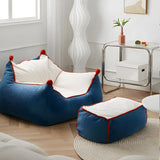 Removable Cover Blue Large Square Sherpa Fill Bean Bag Image - 1