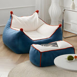 Removable Cover Blue Large Square Sherpa Fill Bean Bag Image - 3