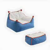 Removable Cover Blue Large Square Sherpa Fill Bean Bag Image - 4