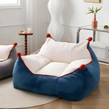 Removable Cover Blue Large Square Sherpa Fill Bean Bag Image - 6