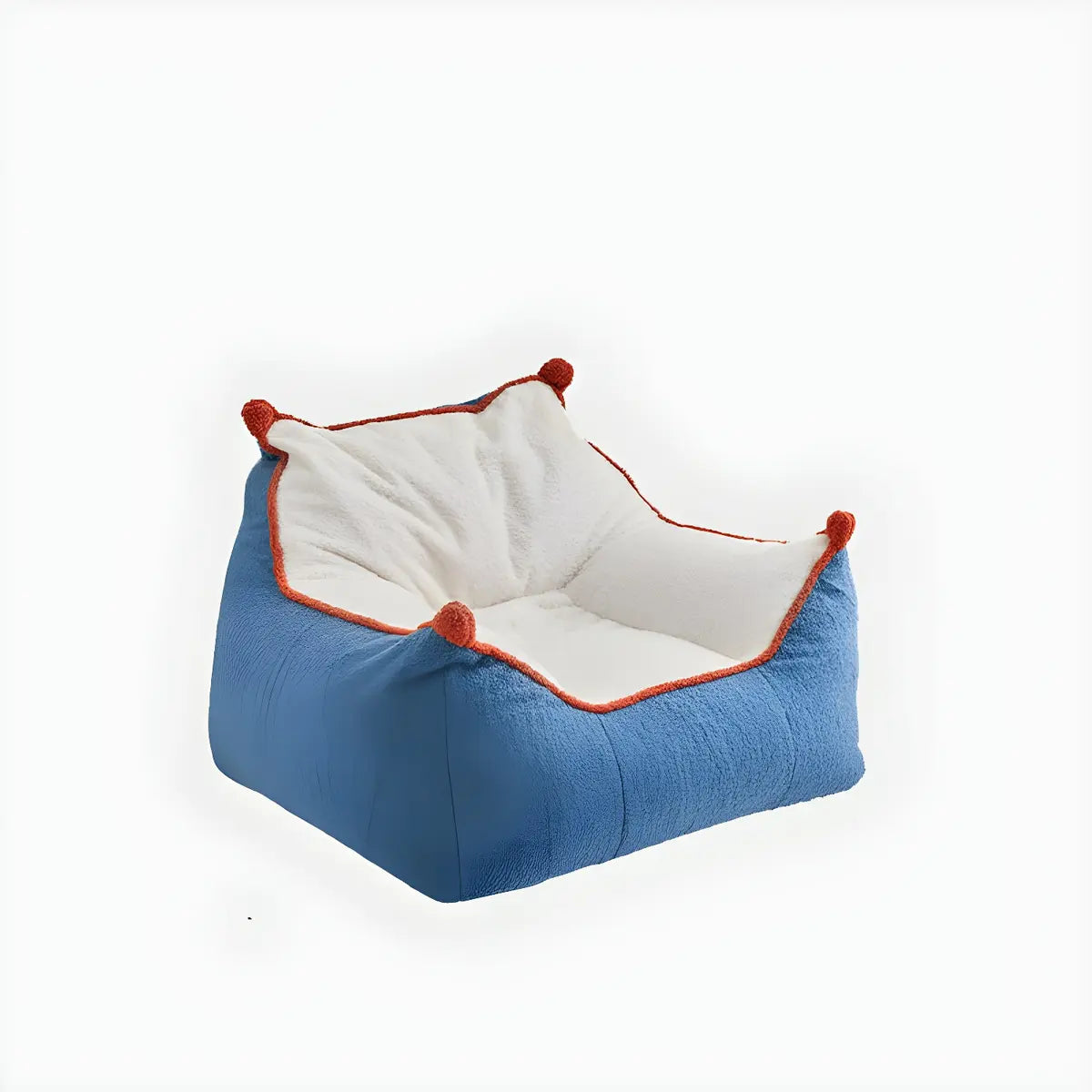 Removable Cover Blue Large Square Sherpa Fill Bean Bag Image - 9