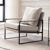 Removable Cushions Cow Leather Metal Sled Arm Chair Image - 10