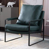 Removable Cushions Cow Leather Metal Sled Arm Chair Image - 3