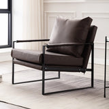 Removable Cushions Cow Leather Metal Sled Arm Chair Image - 7