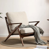 Removable Cushions Loose Back Wood Frame Arm Chair Image - 1