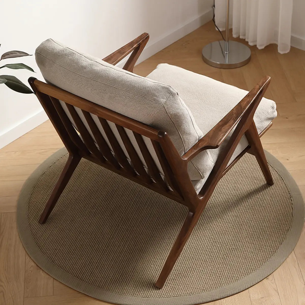 Removable Cushions Loose Back Wood Frame Arm Chair Image - 4