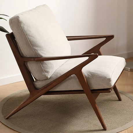 Removable Cushions Loose Back Wood Frame Arm Chair Image - 5