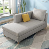 Removable Cushions Rectangle Fabric Reclining Chaise Lounge Image - 3