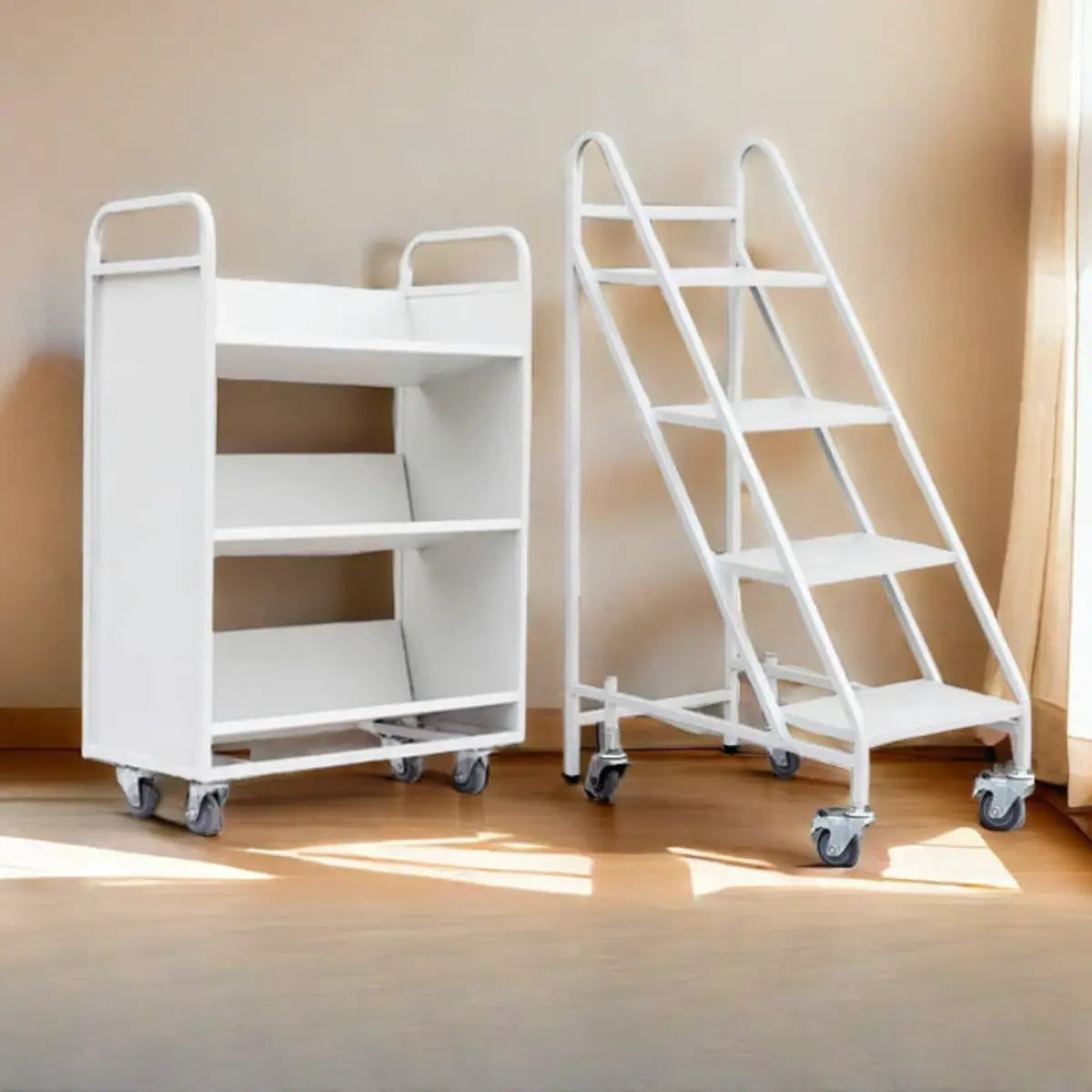 Removable Freestanding White Metal Handle Utility Carts Image - 1