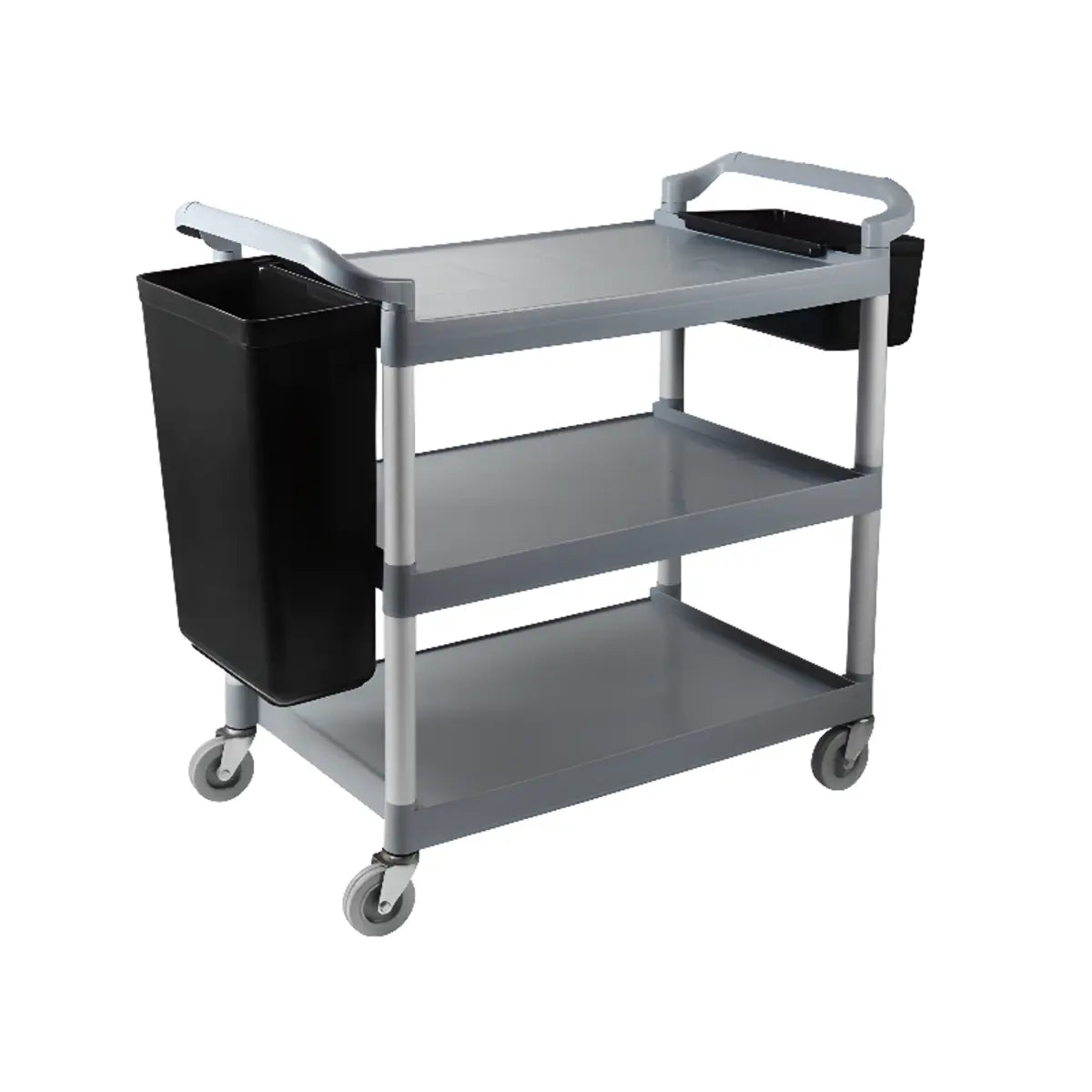 Removable Grey Handle Utility Cart with Shelves Image - 3