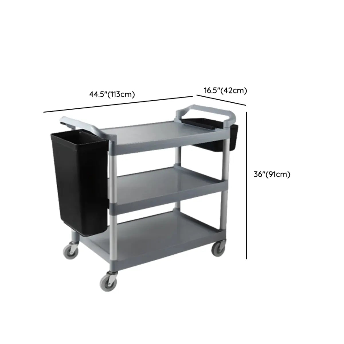 Removable Grey Handle Utility Cart with Shelves 