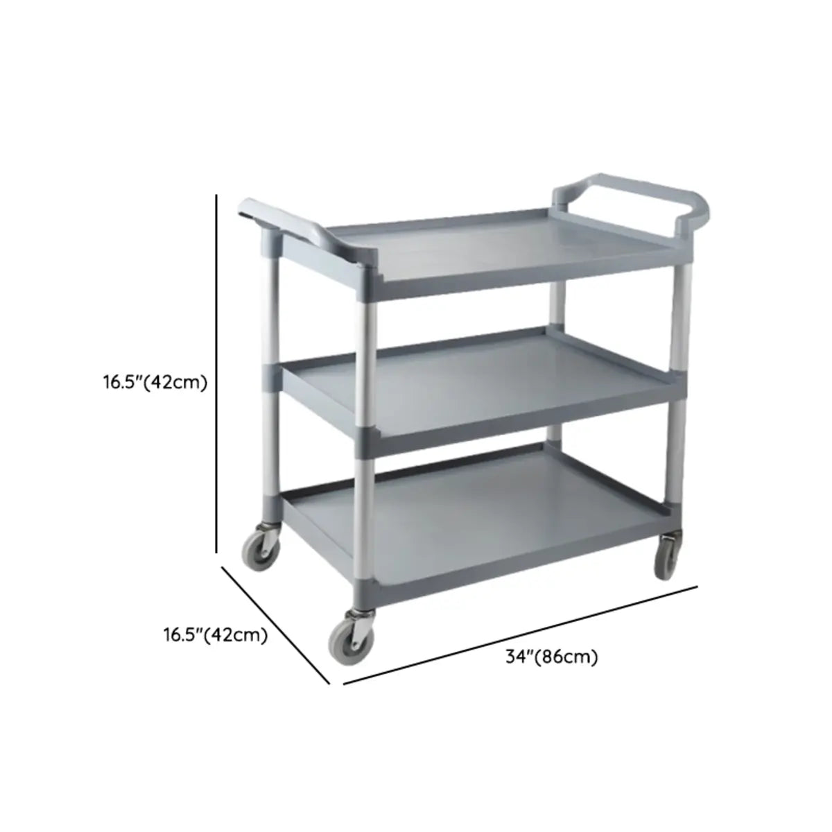 Removable Grey Handle Utility Cart with Shelves Image - 9