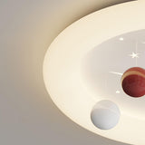 Resin Planet-Themed Circle Flush Mount Ceiling Light Image - 10