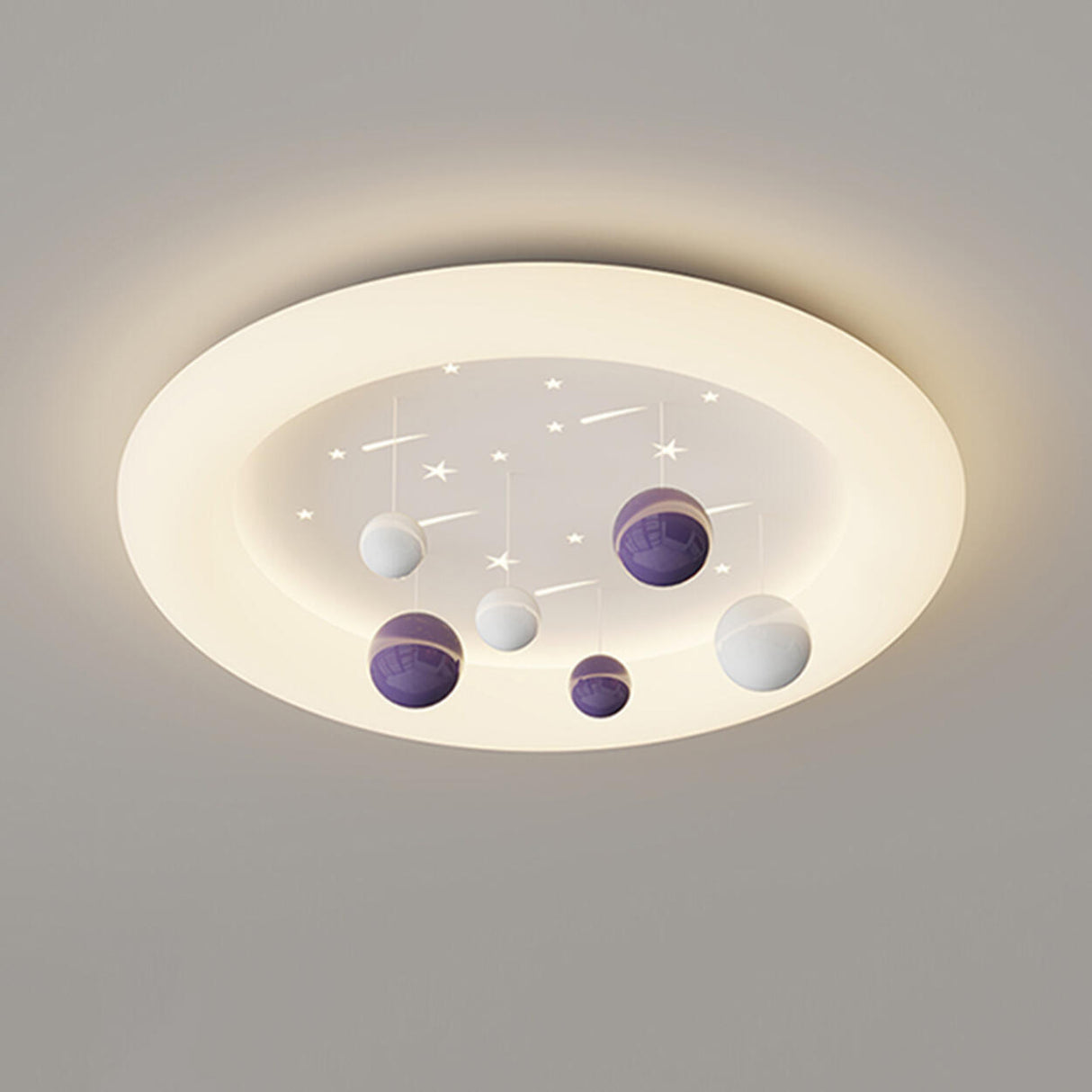 Resin Planet-Themed Circle Flush Mount Ceiling Light Image - 11