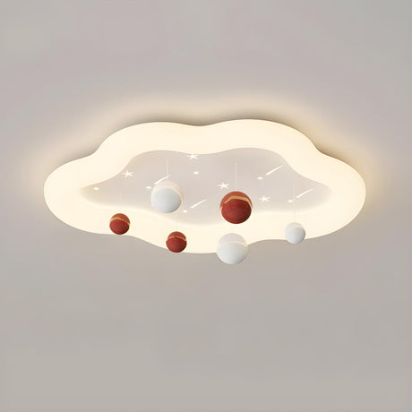 Resin Planet-Themed Circle Flush Mount Ceiling Light Image - 2