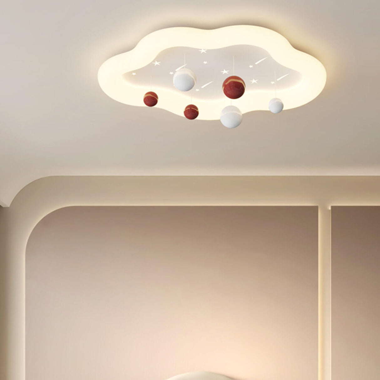 Resin Planet-Themed Circle Flush Mount Ceiling Light Image - 4