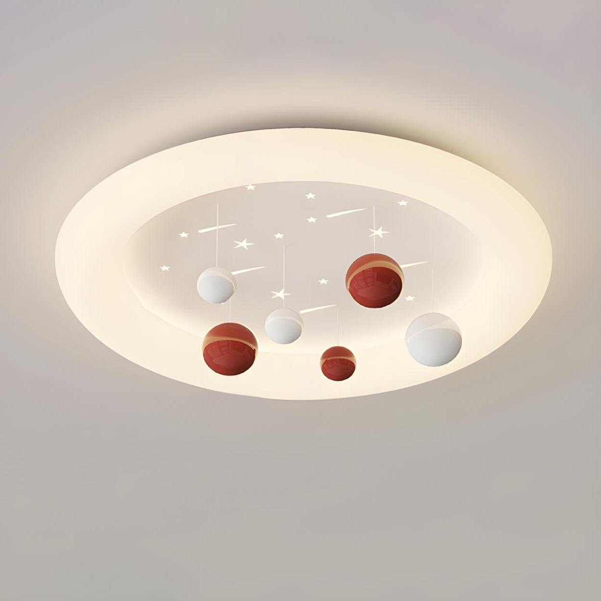 Resin Planet-Themed Circle Flush Mount Ceiling Light Image - 5