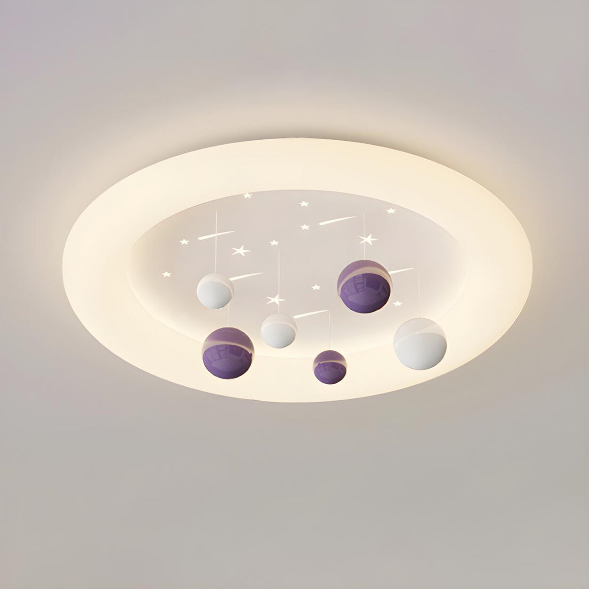 Resin Planet-Themed Circle Flush Mount Ceiling Light Image - 7