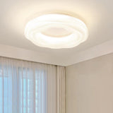 Resin White Circular Wave Flush Mount Ceiling Light Image - 1