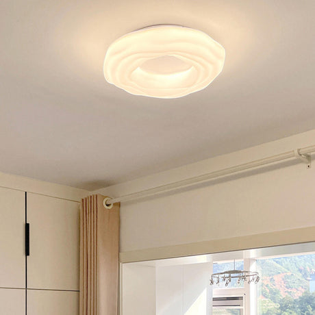 Resin White Circular Wave Flush Mount Ceiling Light Image - 2