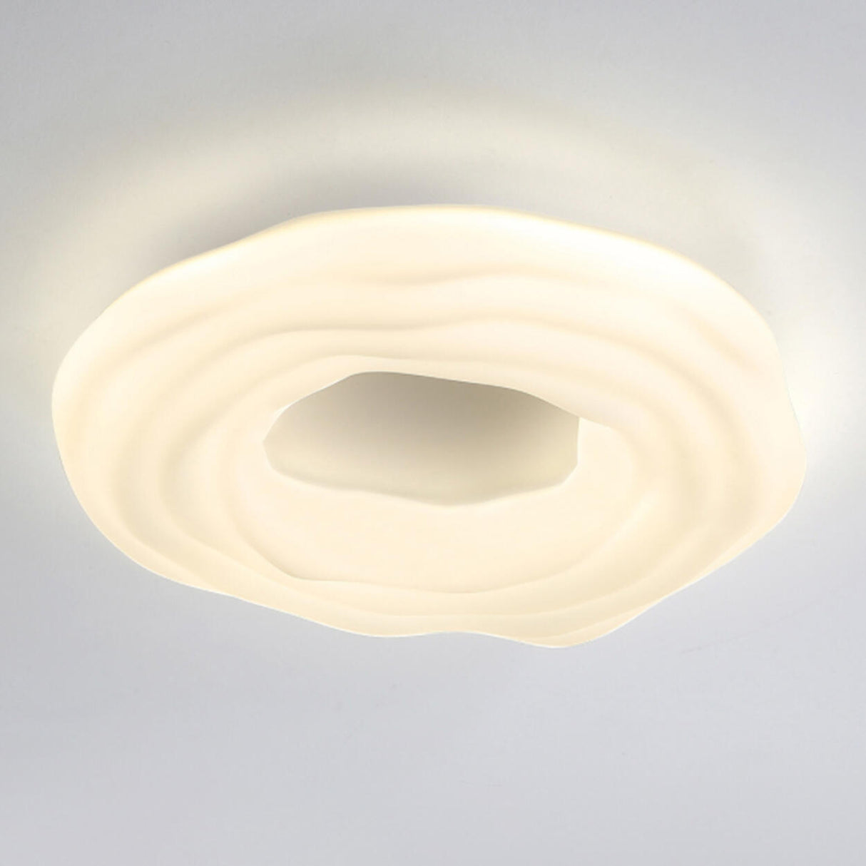 Resin White Circular Wave Flush Mount Ceiling Light Image - 6