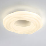 Resin White Circular Wave Flush Mount Ceiling Light Image - 6