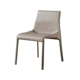 Restaurant Armless Faux Leather Solid Back Dining Chair Image - 2