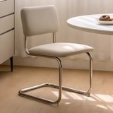 Restaurant Cantilever Upholstered Dining Chair White Image - 1