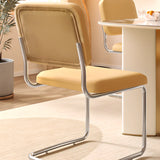 Restaurant Cantilever Upholstered Dining Chair White Image - 16