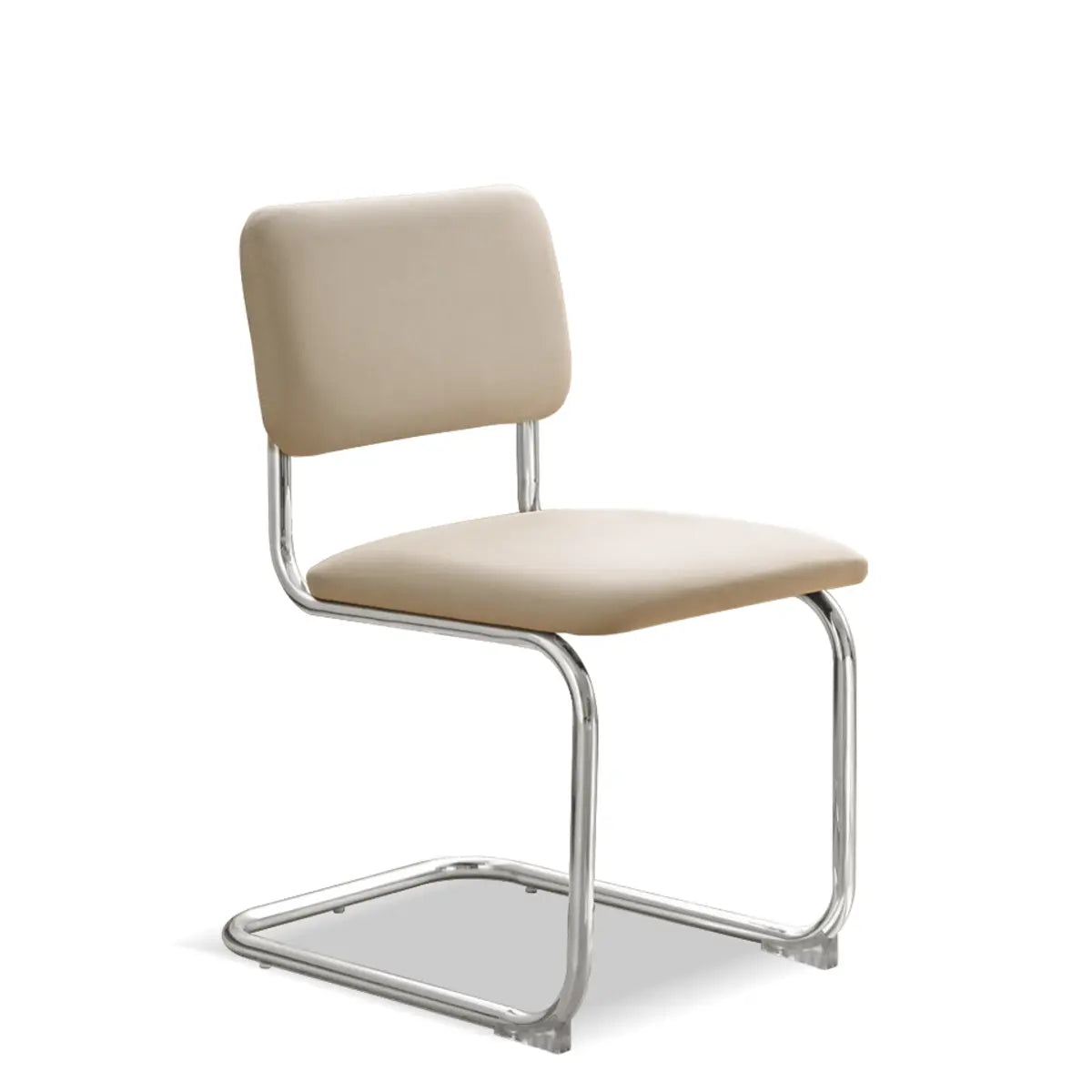 Restaurant Cantilever Upholstered Dining Chair White Image - 2