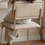 Restaurant Cantilever Upholstered Dining Chair White Image - 8