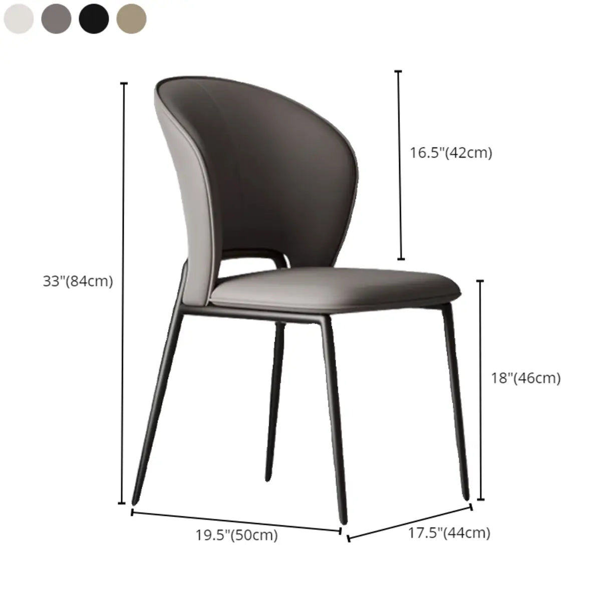 Restaurant Curved Backrest Faux Leather Dining Chair 