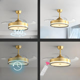 Retractable 4 Blades Drop Rod LED Ceiling Fan Light Image - 4